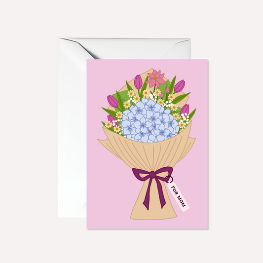 Flower Bouquet For Mom Card